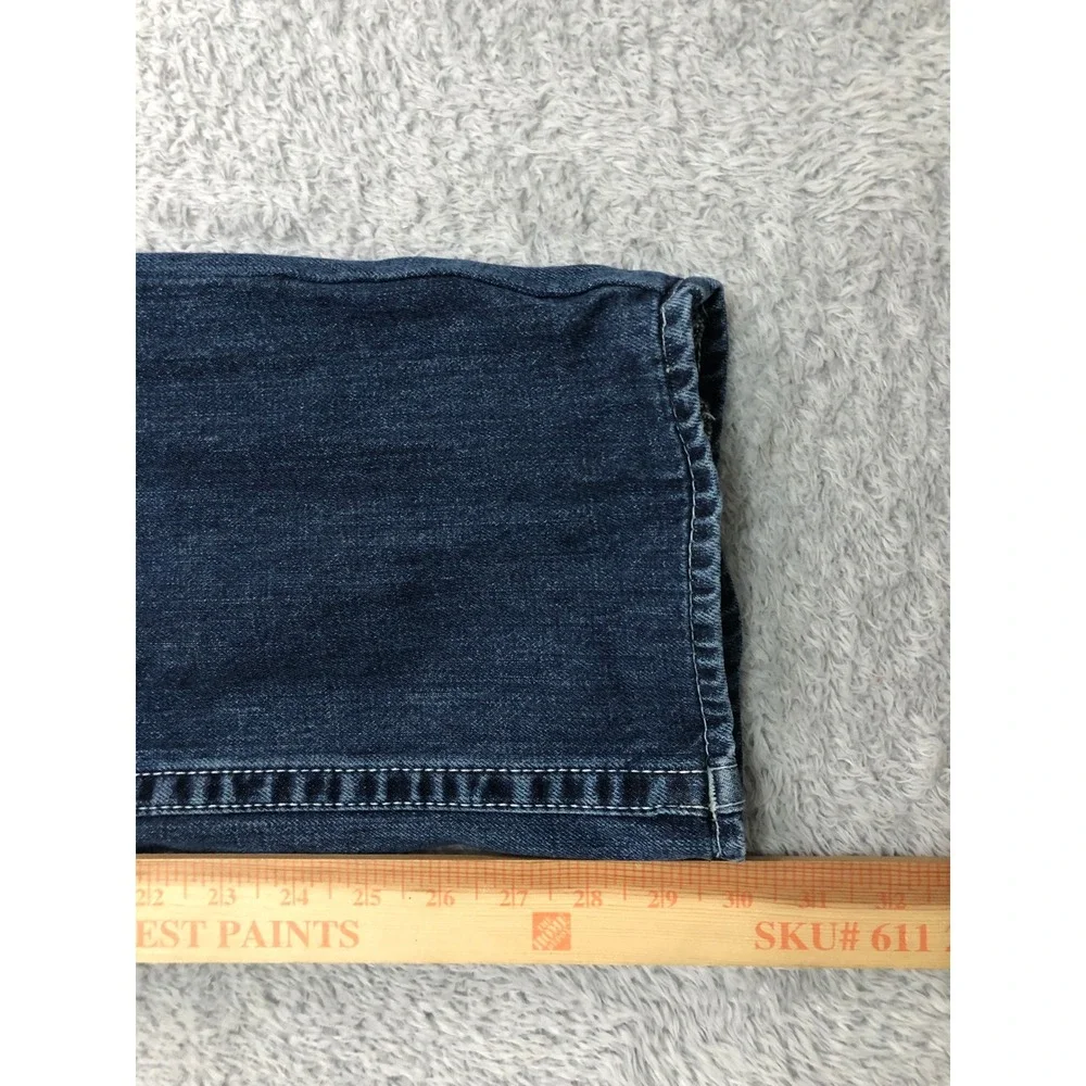 True Religion Jeans Men 40x30 (Tag 38) Blue Straight Flap Distressed Denim